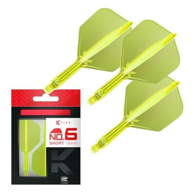 Imagen de Target Darts K Flex Integrated Dart Flight and Shaft, No.6 Amarillo (Corto) Lote de 3 No 6, Plumas y Caña para Dardos Kflex Precision Moulded 2 In 1 Accesorios Profesionales