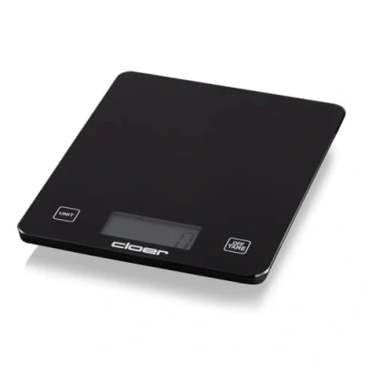 Imagen de Cloer 6870 Balanza de cocina hasta 10 kg, Función tara, Medición peso en incrementos 1 g, cantidad gramos, mililitros o onzas, superficie vidrio, pantalla LCD, negro