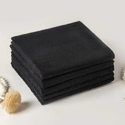 Imagen de Paño de microfibra sin pelusas, multiusos, reutilizables, súper suaves, secado rápido, para limpieza, cocina, coche, motocicleta, ventanas (negro, 40 x cm)