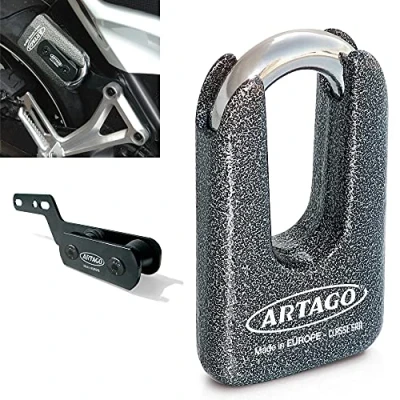 Imagen de Artago 69T7 Pack Candado Antirrobo Disco Alta Seguridad + Soporte para Honda CB650F y CBR650F, Homologado Sra, Sold Secure Gold, ART4