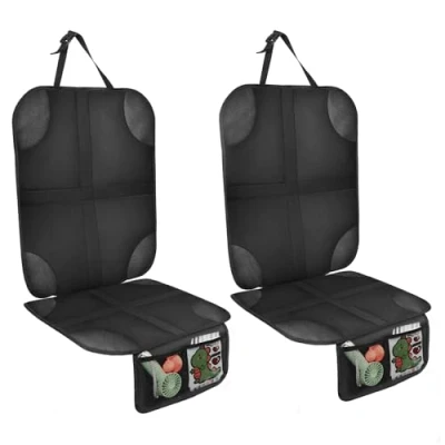 Imagen de AiQInu Protector Asiento Coche, 2 Piezas Impermeable Antideslizante Compatible Isofix de Coche Niño con Bolsillos Almacenaje para Cuero y Tela
