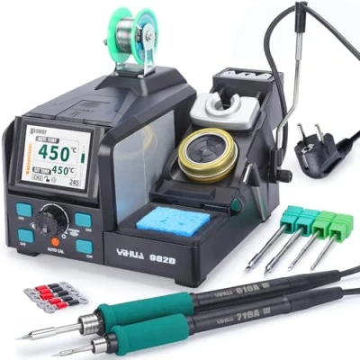 Imagen de YIHUA 982D Estacion de Soldadura Precisión con 3 Puntas Soldador C210 y C245, Alambre Soldar sin Plomo, Empuñadura Compatible Calibración Automática Temperatura