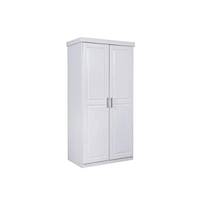Imagen de Inter Link Armario con puertas batientes ropero de dormitorio 2 Pino macizo Hakon Blanc laqué