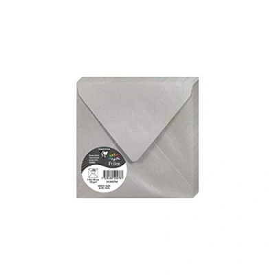 Imagen de Clairefontaine 50078C Un paquet de 20 enveloppes Pollen gommées 14x14 cm 120g, Argent