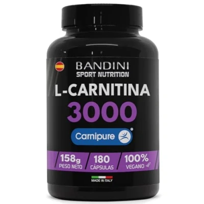 Imagen de Bandini® L Carnitina 3000 180 cápsulas Altamente dosificada Suplemento deportivo de pura Tonificación Energía y recuperación muscular Mejora el rendimiento deportivo.