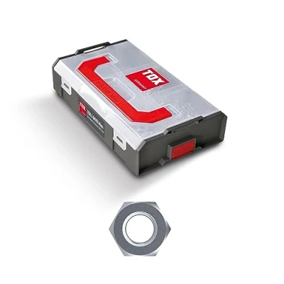 Imagen de TOX L BOXX Surtido de minituercas hexagonales DIN 934, ajustables individualmente, apilables y enclavables, incluye tuercas diferentes dimensiones, 670 uds., 094903202