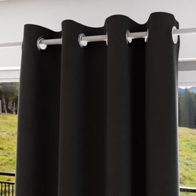 Imagen de Soleil d&#039;ocre Cortina con Ojales Eclipse, Blackout, Negro, 135 x 250 cm