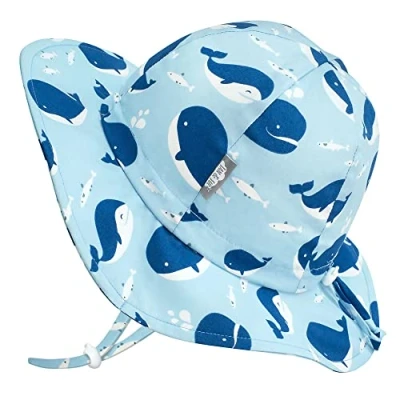 Imagen de Jan &amp; Jul Sombrero de Sol Ajustable niños, algodón Transpirable (Talla: 6 24 Meses, Ballena Azul)