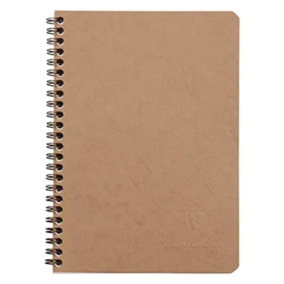 Imagen de Clairefontaine 78532C Un Carnet à Spirale Tabac A5 14,8x21 cm 100 Pages Petits Carreaux Papier Blanc 90 g Couverture Carte Lustrée Grain Cuir Collection Age Bag
