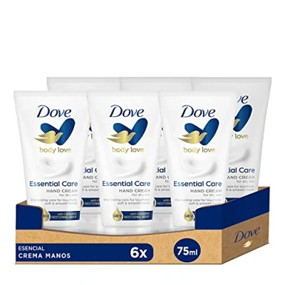 Imagen de Dove Crema Hidratante de manos Nutrición Esencial que hidrata y cuida la piel 75ml, Pack 6 Unidades
