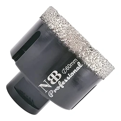 Imagen de NBB Broca de diamante soldada al vacío con M14, para taladrar en seco y húmedo profesionalmente porcelana dura, cerámica, baldosas, granito, mármol, rápida, Amoladora Angular (Dia.60mm)