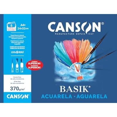 Imagen de Canson 406347 Papel para Acuarela, 6 hojas, Blanco, A4