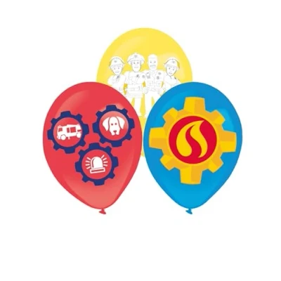 Imagen de Amscan 9912972 Globos de látex con licencia oficial del bombero Sam 11 pulgadas, paquete 6