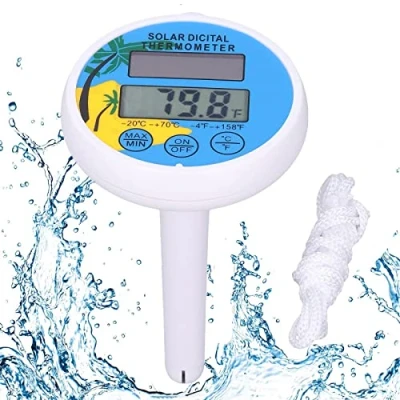 Imagen de Termómetro Solar Digital para Piscinas, Flotante Piscinas con Cuerda, de Agua Exteriores/Interiores, Baño, Spas
