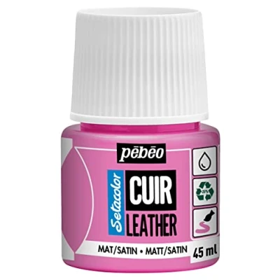 Imagen de Pebeo Setacolor cuero Pintura acrílica para y polipiel Personalización de bolsos, zapatos, zapatillas Resistente a arañazos, dobleces roces Acabado mate/satinado Rosa Caramelo 45 ml