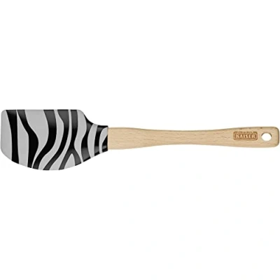 Imagen de Original Kaiser Go wild Dough Scraper Espátula (29 x 6 cm, 100% silicona, mango de madera, resistente al calor, diseño cebra)