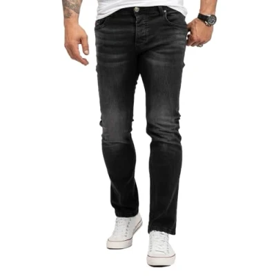 Imagen de Lorenzo Loren Pantalones vaqueros para hombre, aspecto desgastado, corte regular W29 W44 L30 L38, Ll 4004 Gris Oscuro, 40W x 36L