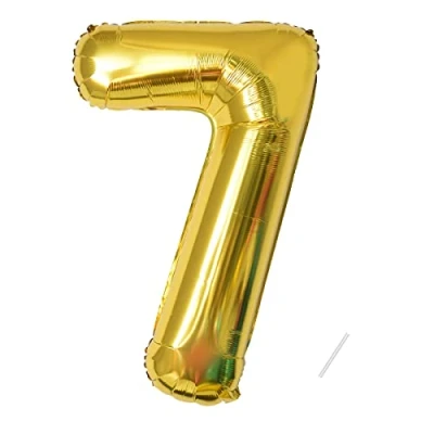 Imagen de Globos de Cumpleãnos 7 Oro,101 CM Globo Numeros Gigantes Grandes Decoracion,Globo Numero 7,Globos Niño Niña Adultos,Vuelan con Helio