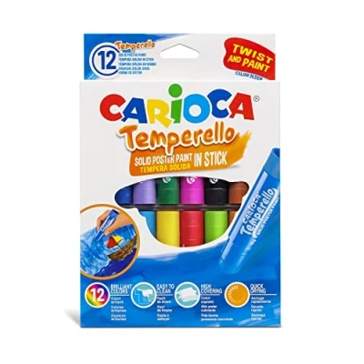 Imagen de Carioca Témperas de Barra Temperello Sólidas Colores para Niños, Super Lavables, Surtidos, 12 Uds
