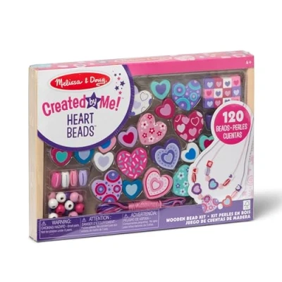 Imagen de Melissa &amp; Doug Juego de Cuentas madera corazones para hacer collares, joyas, pulseras amistad, creativo, Regalo niñas y niños 4, 5, 6 años