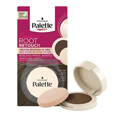 Imagen de Palette Compact Root Retouch Retoca Raíces polvo compacto Castaño Claro Cubre Canas 1 unidad