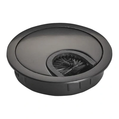 Imagen de SOTECH 2 piezas Pasacables negro mate Perforación Ø 60 mm Medida exterior 68 Salidas de cables metal con junta cepillo