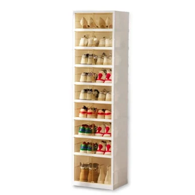 Imagen de Zapatero Modular Plegable con Puerta Transparente, Armario para Zapatos. Caja de Zapatos Apilable Transparente. Organizador Calzado Sin Instalación Resistente al Polvo. (9 Modulos 18 Pares)