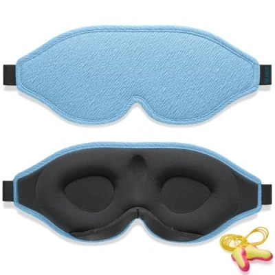 Imagen de Antifaz para Dormir Innovador Hombres y Mujeres, Máscara con Diseño que Bloquea la luz Claridad al 100%, Dormir, Tomar una Siesta, Meditar, Descansar bien Viajar（Azul）