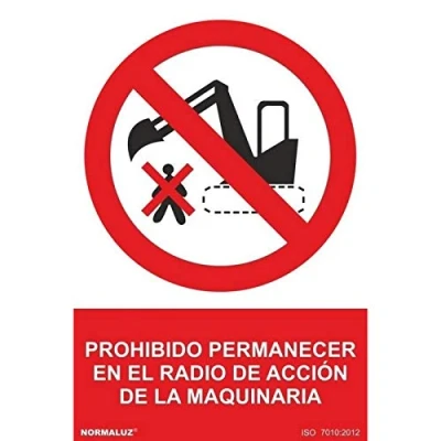 Imagen de Señal de Prohibido permanecer en el radio acción la maquinaria SEKURECO