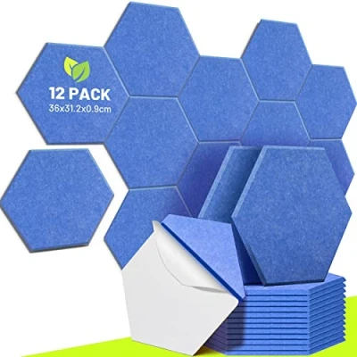 Imagen de CAHAYA 12 Paquetes De Paneles Acústicos Autoadhesivos 36 * 31,2 Cm Con 9 Mm Grosor Panel Aislamiento Acústico Que Absorbe El Ruido Para La Puerta Oficina, Azul CY0314 6
