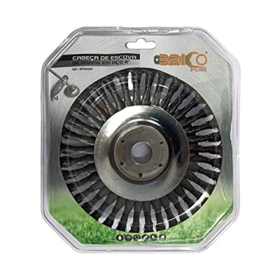 Imagen de Cepillo Redondo De Alambre Acero 8 Pulgadas para Desbrozadora 200 x 25 mm Diámetro Eliminar Maleza Bricoferr, BFG0058