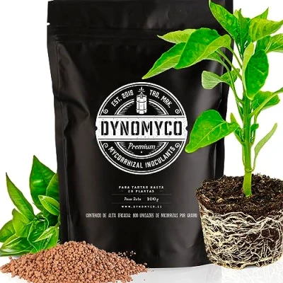 Imagen de DYNOMYCO Inoculante de micorrizas Cepas Alto Rendimiento Fórmula concentrada Mejora la absorción nutrientes Aumenta el Las Plantas (100 g/Up to 20 Plants)