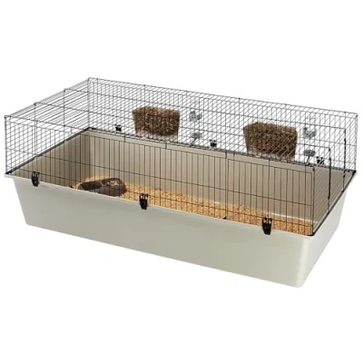 Imagen de Ferplast Jaula Conejos RABBIT 160 Gran Espacio con Casita, Lado Frontal Abatible, Clips de Seguridad Fácil Limpieza, Accesorios Incluidos 156.5 x 77 h 61.5 cm