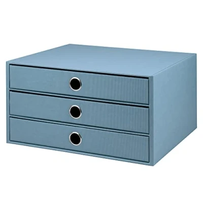 Imagen de Rössler Papier 1524452153 S.O.H.O. Caja de 3 cajones para DIN A4, con agujero agarre, denim, 343 x 250 185 mm, 1 unidad