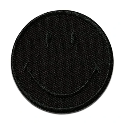 Imagen de Mono Quick Smiley Negro Parches Termoadhesivos Bordados Aplique Para Ropa, Tamaño: 5 x cm