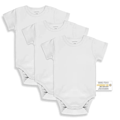 Imagen de Laloona Pack Body Bebé Algodón 100% 3 Ud. Bodies Manga Corta, Recien Nacido con Certificado OekoTex 100, Ropa Verano Niña y Niño