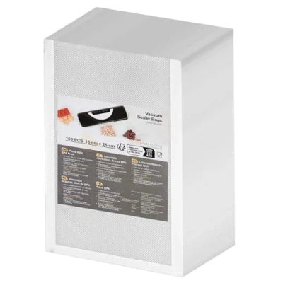 Imagen de Bolsas de Vacío para Alimentos 15x25cm 100 bolsas, Bolsa Gofrada Envasado al Vacio sin BPA, Máquina y Sous Vide, Cocinar Conservación