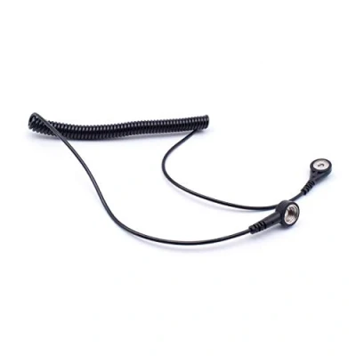 Imagen de Quadrios cable EN espiral de protección ESD, 10 mm, botón presión 4 1,8 m, accesorios antiestáticos profesionales (conforme a la norma 61340 5 1)