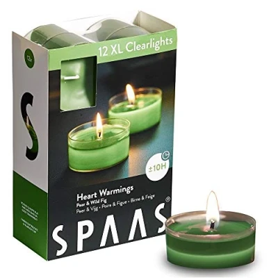 Imagen de Spaas 12 velas de té perfumadas en vaso transparente, ± 10 horas, corazones.