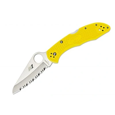 Imagen de Spyderco Salt 2 Yellow Serrated Taschenmesser Gelb, Klingenlänge: 7, 6 cm, 01SP231 Navaja, Unisex Adulto, Talla única