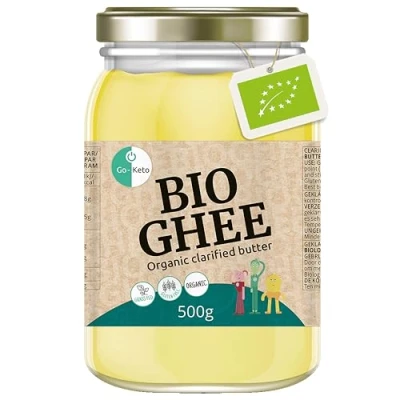 Imagen de Go Keto BIO Ghee, 500g Mantequilla 100% clarificada, certificada BIO, Ayurveda perfecto para la dieta cetogénica ideal hornear y asar sin lactosa, gluten, bajo en carbohidratos