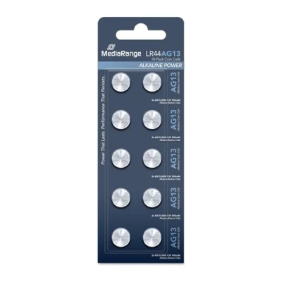 Imagen de MediaRange MRBAT113 Household Battery Single Use SR44 Alcalino 1,5 V Pilas (Single Battery, SR44, Alcalino, Botón/Moneda, V, 10 Pieza(s)), Azul/Blanco