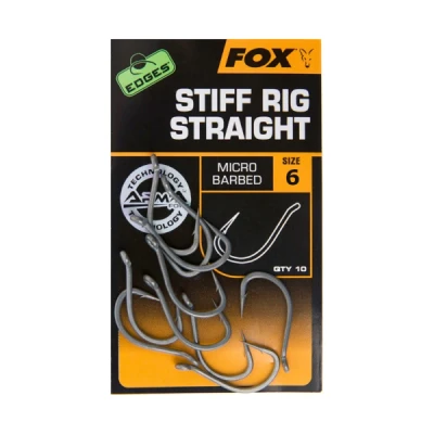 Imagen de Fox Edges Stiff Rig Anzuelos Rectos Tamaño 6 Micro Barba carpfishing