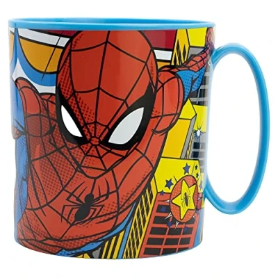 Imagen de Taza infantil de plástico reutilizable para microondas 390 ML Spider man