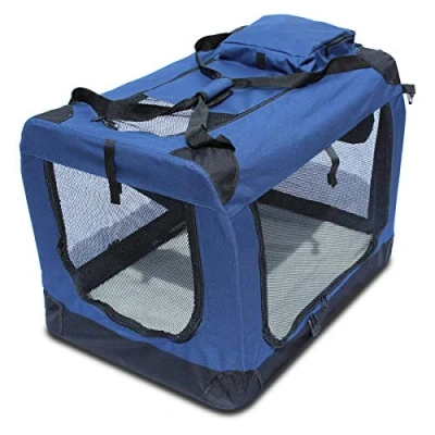 Imagen de Transportin para perros plegable Yatek de entradas laterales y superiores con alta visibilidad, confort seguridad tu mascota tamaño XL (81,3 x 58,4 58,4cm)