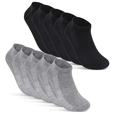 Imagen de sockenkauf24 10 Pares de Calcetines Cortos Hombre Mujer Tobilleros Transpirables con Malla Algodón 16510 (39 42 Negro+Gris)