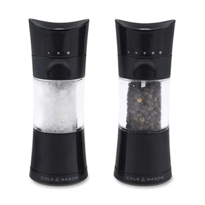 Imagen de Cole &amp; Mason H306498 Harrogate Negro Molinillos de Sal y Pimienta, Classic Inverta, Plástico ABS, 154mm, Caja Regalo, Incluye 1 x Molino