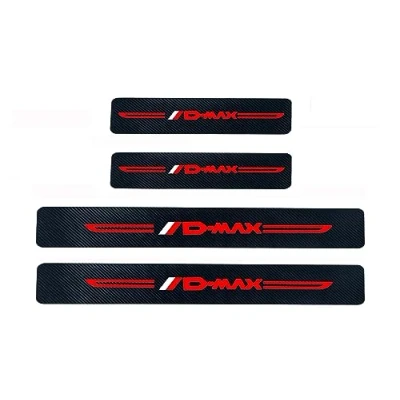 Imagen de RIDGOEL 4 Piezas Pegatinas Protective de Umbral Puerta Coche para Isuzu Dmax D MAX Decoración Estribos Fibra Carbono Accesorios Universales Red