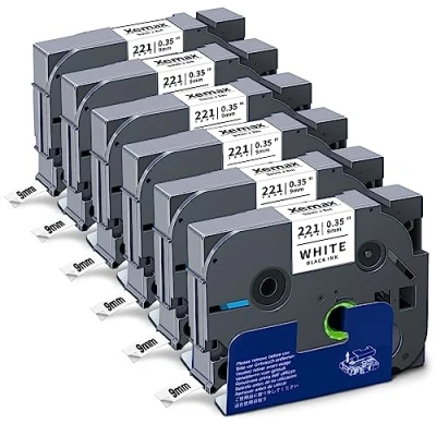Imagen de 6x XemaX Compatible Cinta 9mm x 8m Reemplazo para Brother PT Tze 221 Tz Negro sobre Blanco Laminado Casete D210VP D450 H101C 1010 P750W H100P 1000 H75 E110