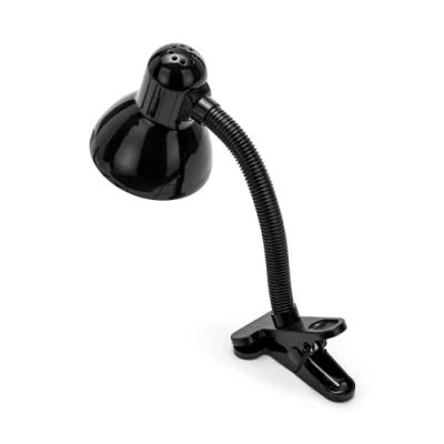Imagen de Velamp Charleston Lámpara Clip, Base de Bombilla E27, Compatible con LED, Brazo Flexible, Cable e Interruptor, para habitación bebé, Escritorio, Estudio, 6 W, Negro